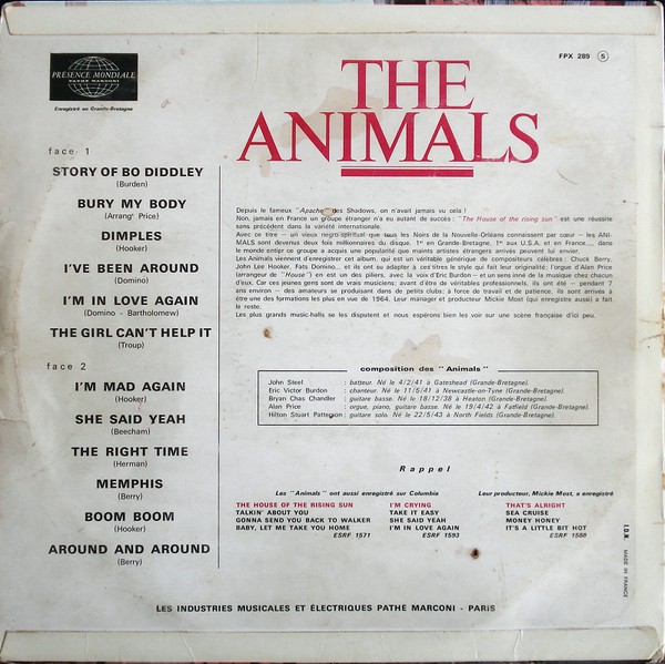 The Animals - The Animals (LP, Album, Mono) - Afbeelding 2