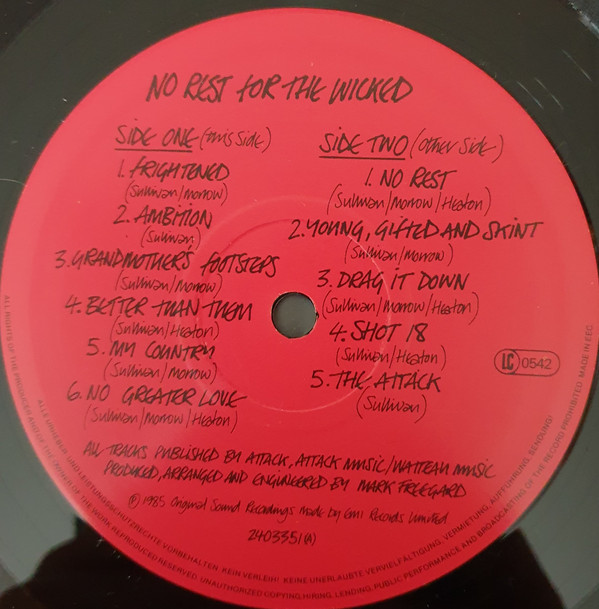 New Model Army - No Rest For The Wicked (LP, Album) - Afbeelding 5