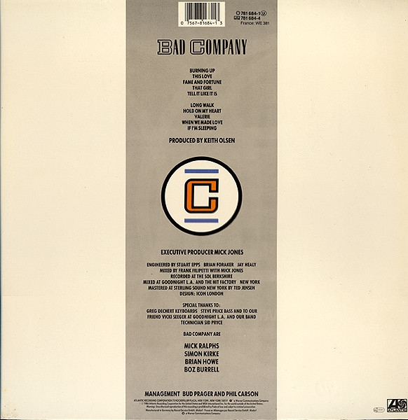 Bad Company (3) - Fame And Fortune (LP, Album) - Afbeelding 2