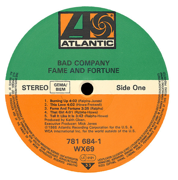 Bad Company (3) - Fame And Fortune (LP, Album) - Afbeelding 3