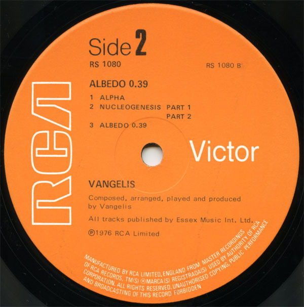 Vangelis - Albedo 0.39 (LP, Album, Gat) - Afbeelding 5