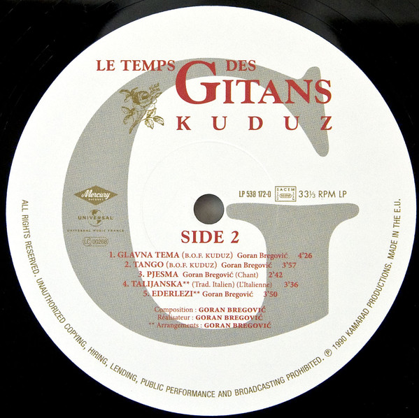 Goran Bregović - Le Temps Des Gitans / Kuduz (Extrait De La Bande Originale Du Film = Original Soundtrack) (LP, Comp, RE) - Afbeelding 4