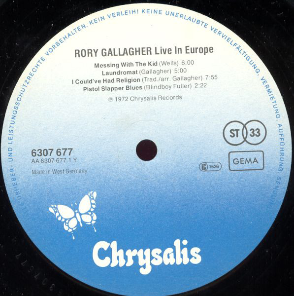 Rory Gallagher - Live In Europe (LP, Album, RE) - Afbeelding 3
