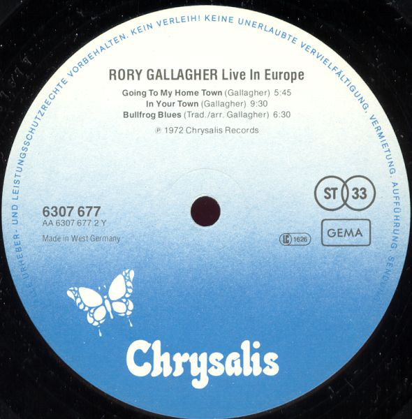 Rory Gallagher - Live In Europe (LP, Album, RE) - Afbeelding 4