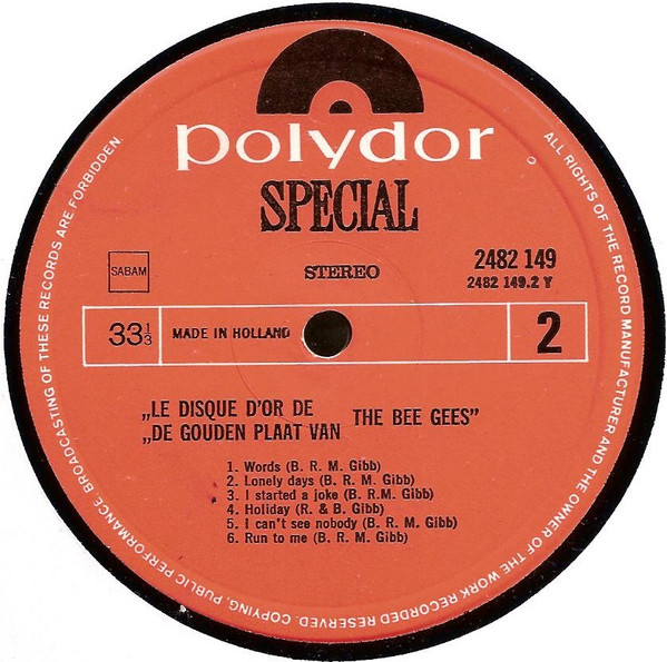 Bee Gees - Le Disque D'or De / De Gouden Plaat Van (LP, Comp) - Afbeelding 3