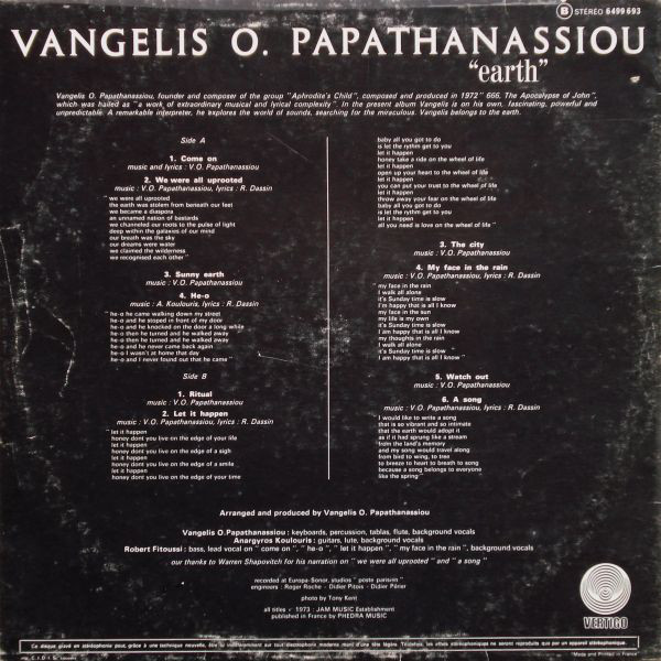 Evangelos Papathanassiou - Earth (LP, Album) - Afbeelding 2