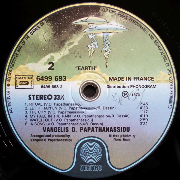 Evangelos Papathanassiou - Earth (LP, Album) - Afbeelding 4