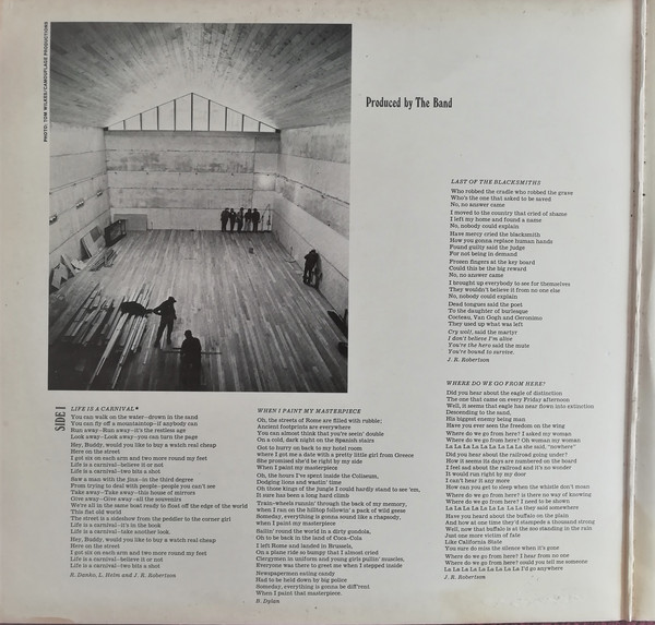 The Band - Cahoots (LP, Album, Gat) - Afbeelding 2