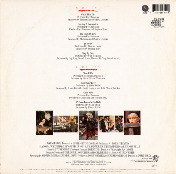 Madonna - Who's That Girl (Original Motion Picture Soundtrack) (LP, Album) - Afbeelding 2