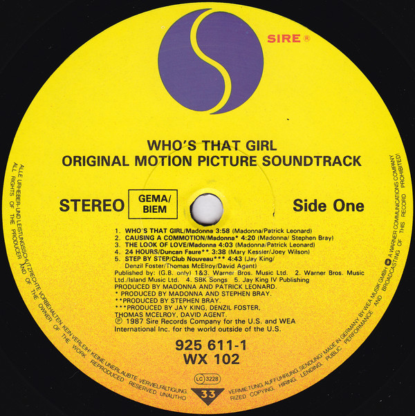 Madonna - Who's That Girl (Original Motion Picture Soundtrack) (LP, Album) - Afbeelding 3