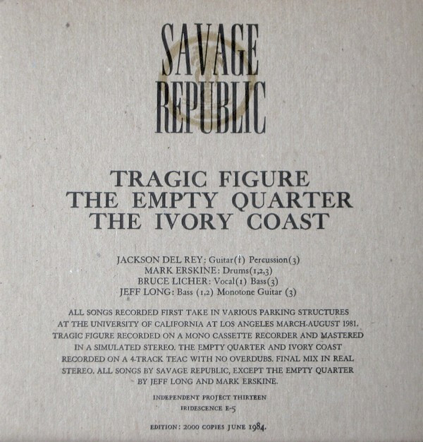 Savage Republic - Tragic Figure (7", Num, 1st) - Afbeelding 3