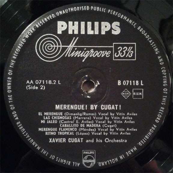 Xavier Cugat And His Orchestra - Merengue! By Cugat! (LP, Album) - Afbeelding 3