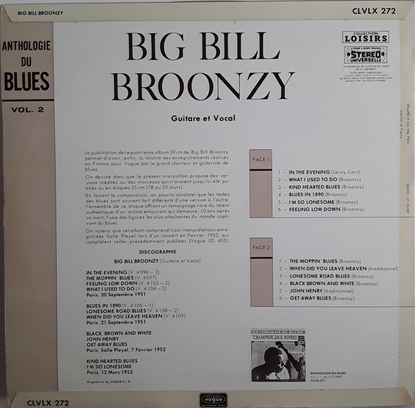 Big Bill Broonzy - Anthologie Du Blues Vol. 2 (LP, Comp) - Afbeelding 2