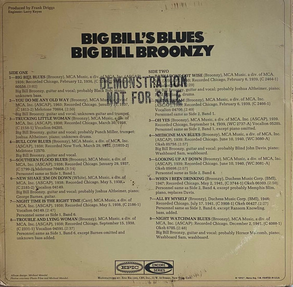 Big Bill Broonzy - Big Bill's Blues (LP, Comp, Mono, Pit) - Afbeelding 2