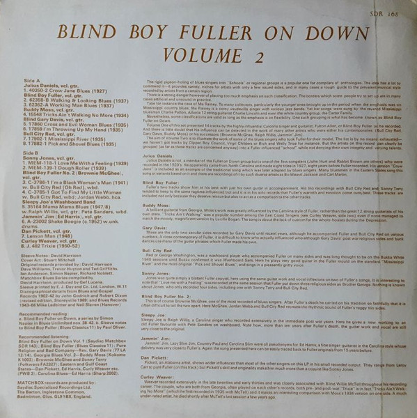 Various - Blind Boy Fuller On Down Vol.2 (LP, Comp) - Afbeelding 2