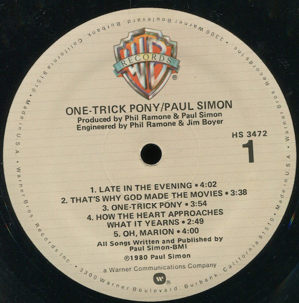 Paul Simon - One-Trick Pony (LP, Album) - Afbeelding 3